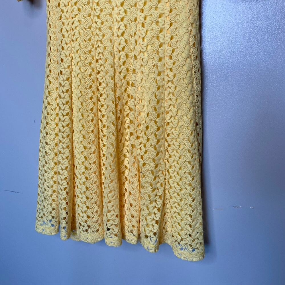 NWT Women's Rabbit Rabbit Rabbit Crochet Knit Sunny Yellow Dress Short Sleeve 8 - Picture 3 of 8